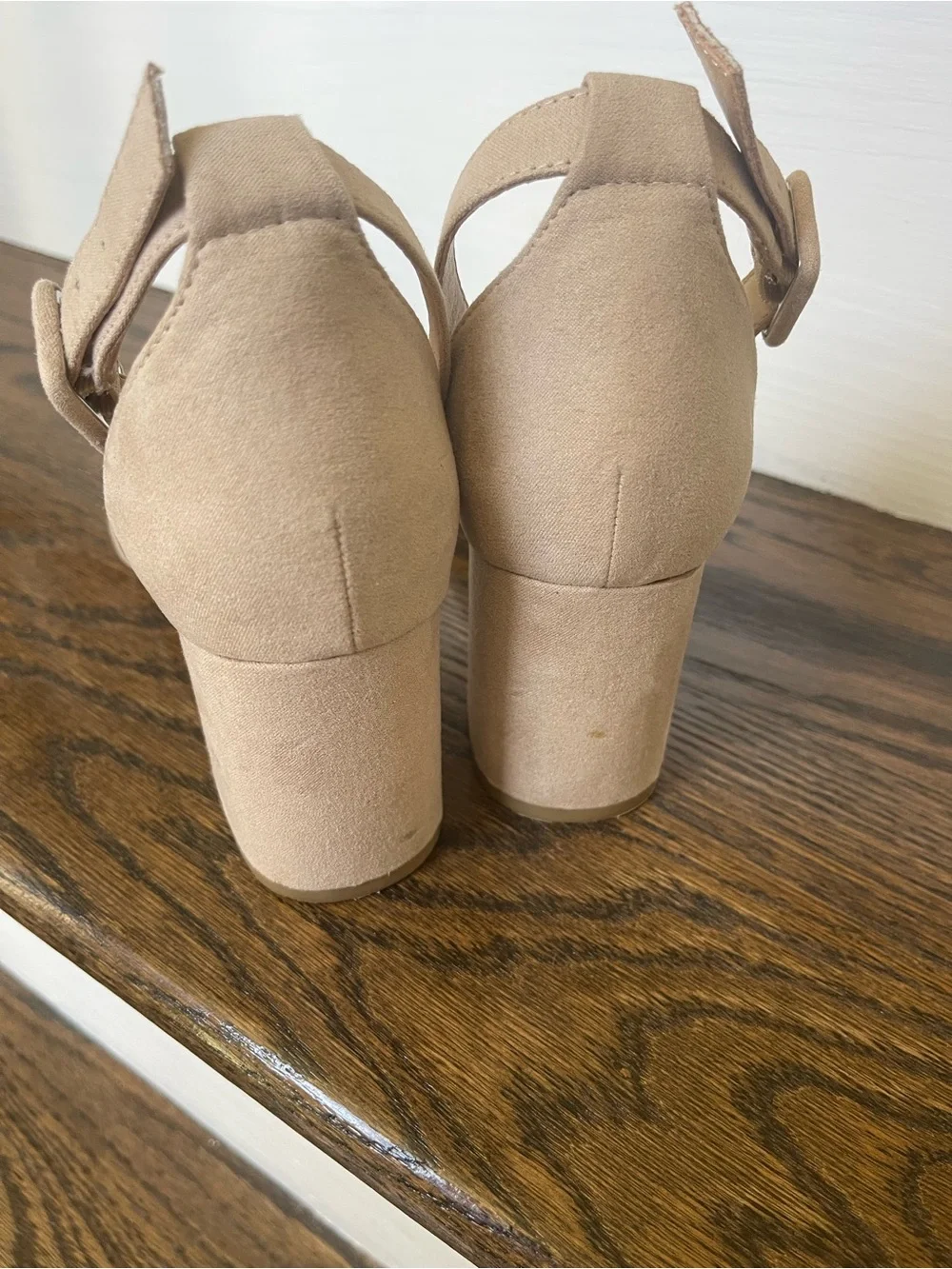 CL by Laundry Beige Block Heel Ankle-Strap Sandals